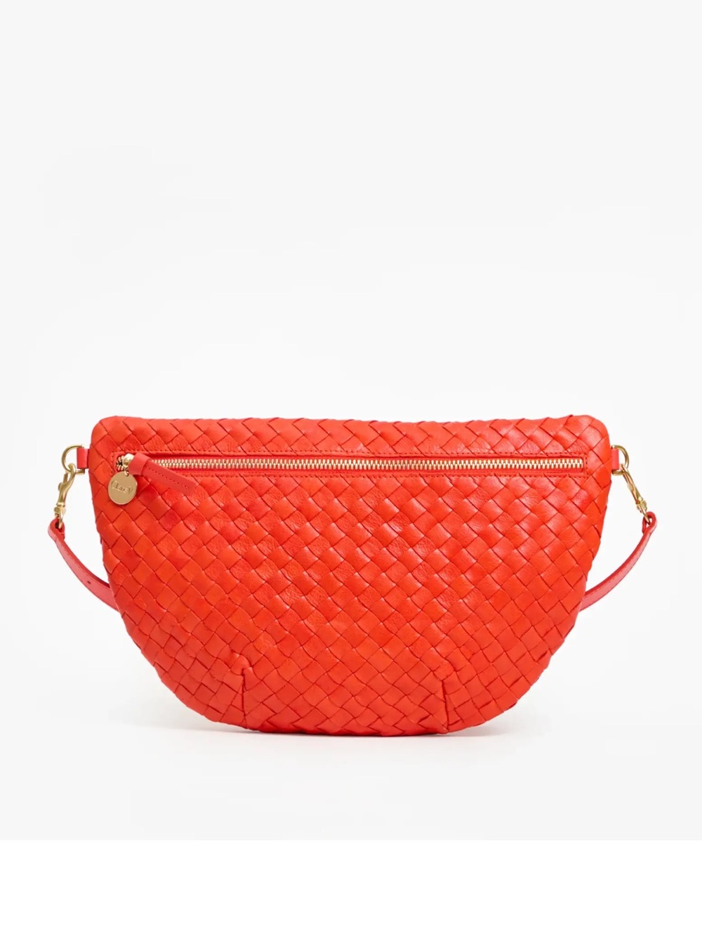 Clare V Grande Fanny in Bright Poppy Diagonal Woven Leather - Sold Out!